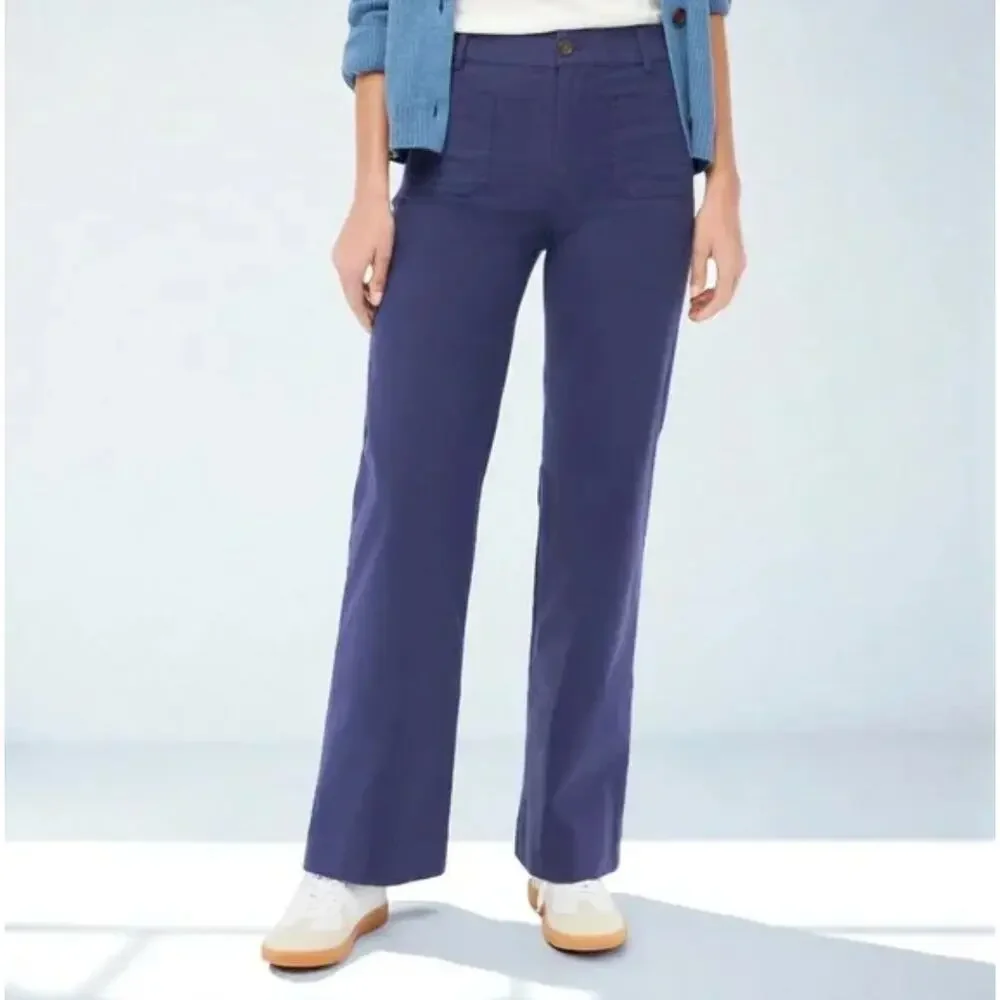 J. Crew Lizzie High Rise Patch Pocket Wide Leg Pant Blue BW805 Petite Size 31P - Picture 1 of 11